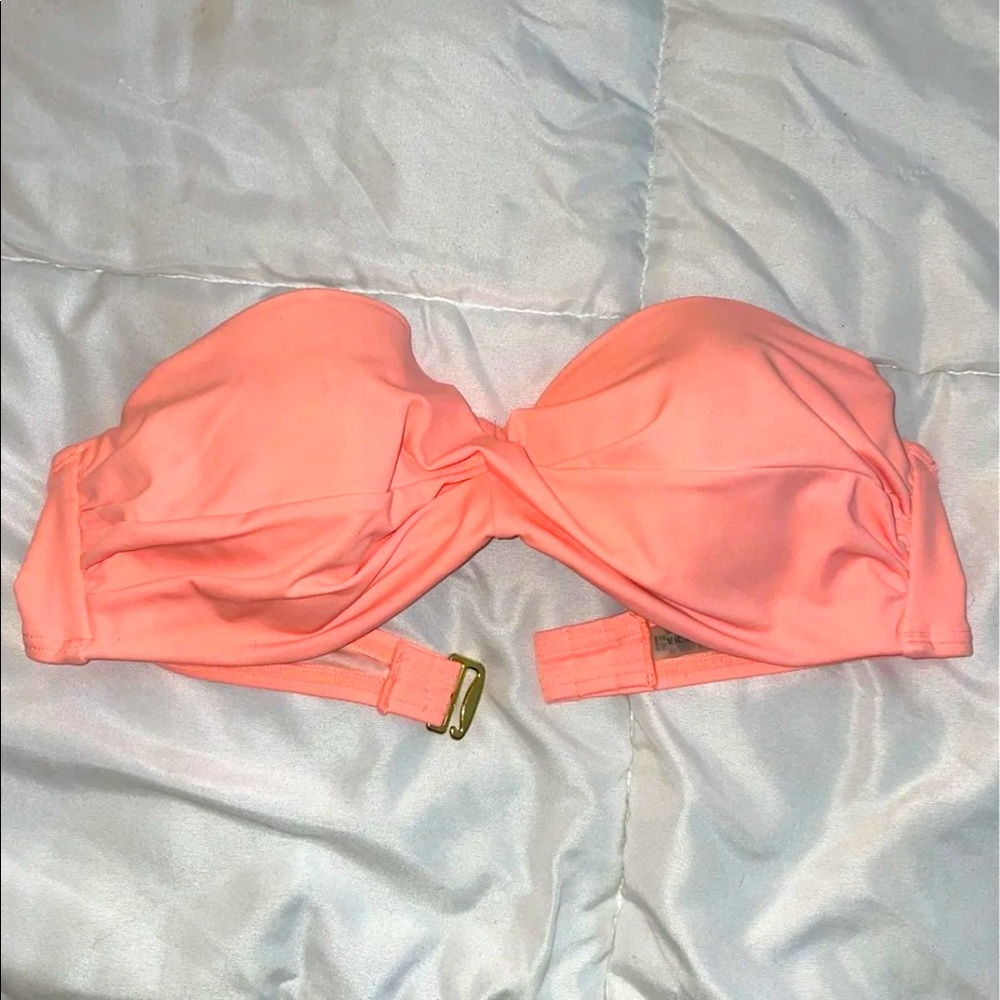 Strapless peach bikini top, 36C